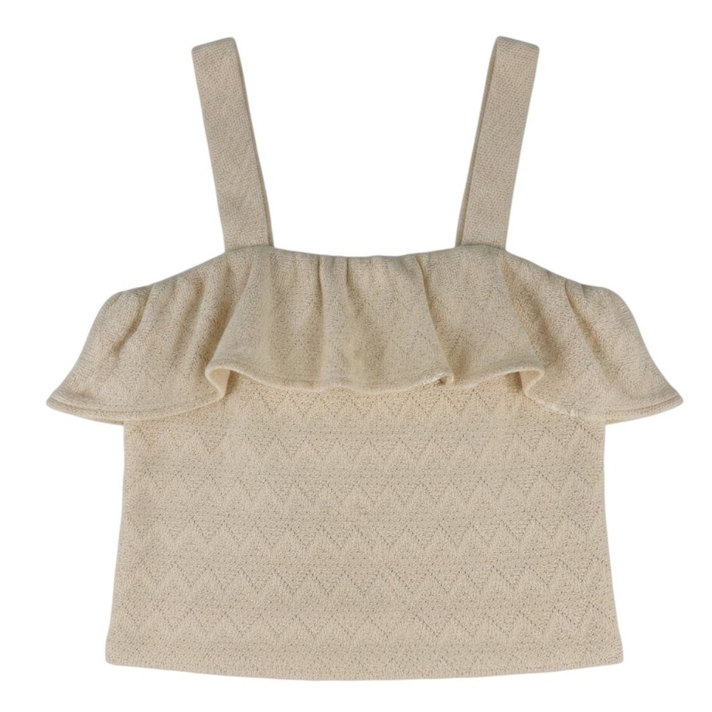 Madewell Crocheted Ruffle Strap Tank Medium Cream Pointelle Cotton Sweater Top